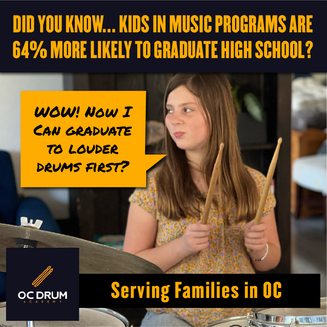 Drum lesson in progress at OC Drum Academy